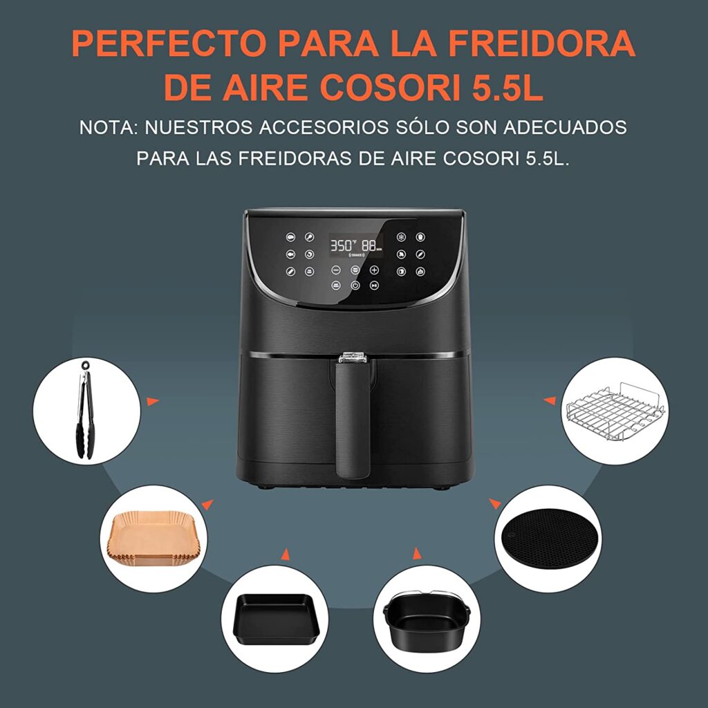 Accesorios freidora sin aceite para freidora de aire COSORI 5.5L . accesorios freidora de aire 5,5 litro xxl utensilios molde airfryer air fryer accessories